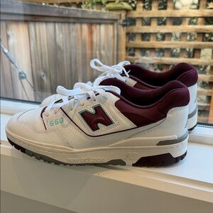 New Balance 550 White and Maroon Sneakers